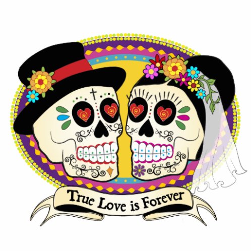 Los Novios Sugar Skull Cake Topper Cutout