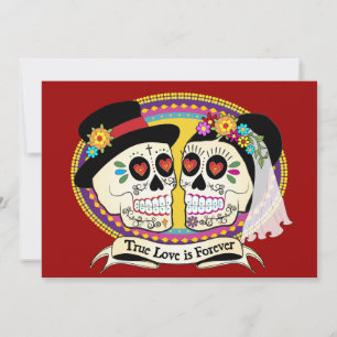 Los Novios Sugar Skull Invitation (English)