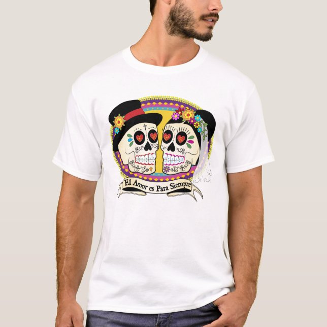 Los Novios Sugar Skull Mens Shirt (Spanish) (Front)