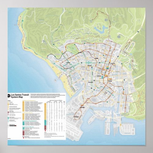 Los Santos Bus Map Poster