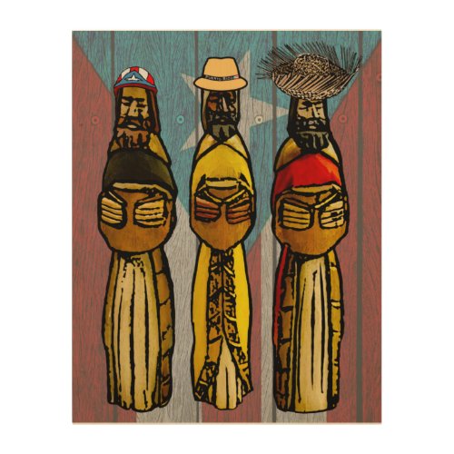 Los Tres Reyes Boricuas Wood Wall Art