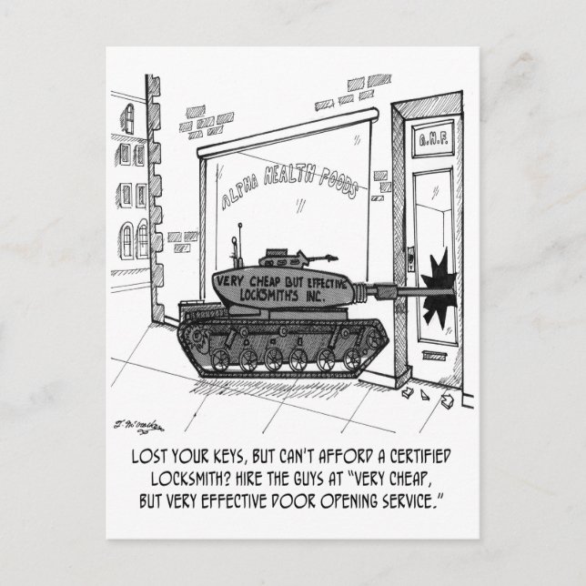 Lose Keys, Use a Tank Postcard (Front)