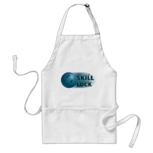 Lose Skill Win Luck Bowling Blue Adult Apron