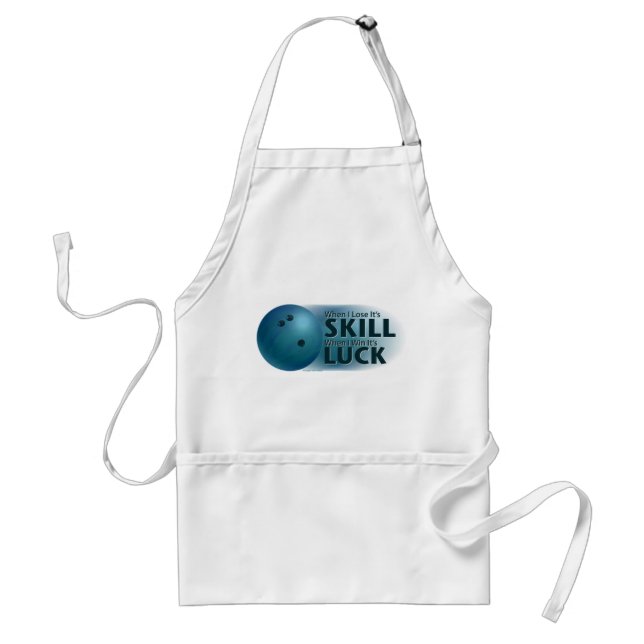 Lose Skill Win Luck Bowling Blue Adult Apron (Front)
