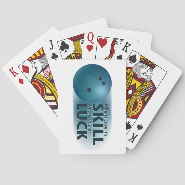 Lose Skill Win Luck Bowling Blue Poker Cards (Back)