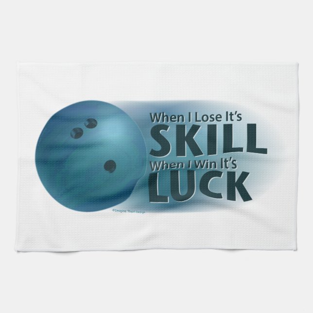 Lose Skill Win Luck Bowling Blue Towel (Horizontal)