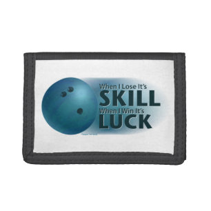 Lose Skill Win Luck Bowling Blue Tri-fold Wallet