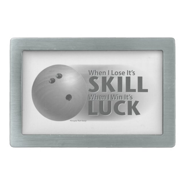 Lose Skill Win Luck Bowling Gray Belt Buckle (Front)