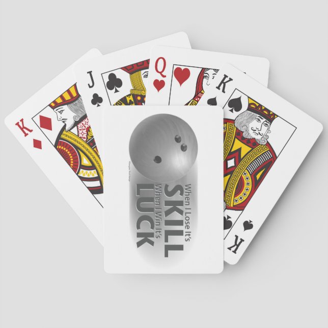 Lose Skill Win Luck Bowling Gray Poker Cards (Back)