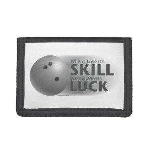 Lose Skill Win Luck Bowling Gray Trifold Wallet
