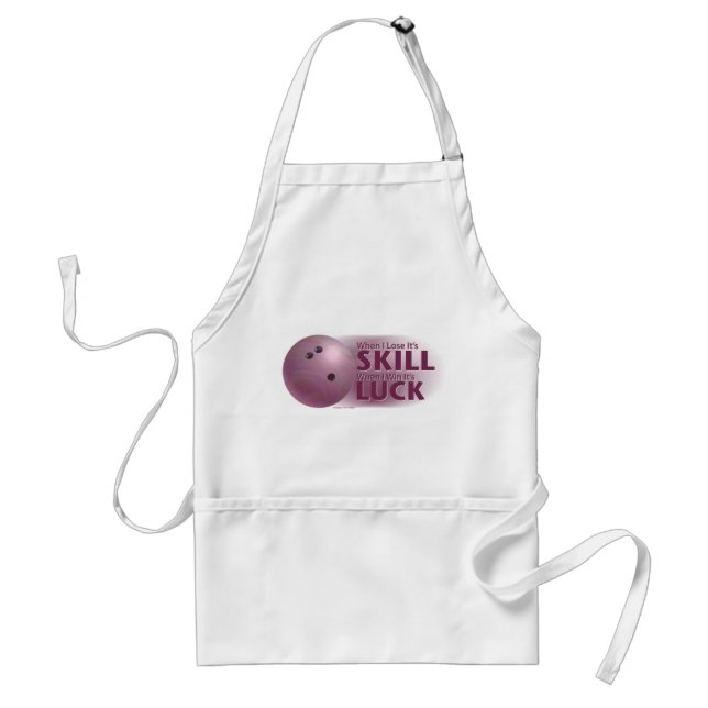 Lose Skill Win Luck Bowling Pink Adult Apron (Front)