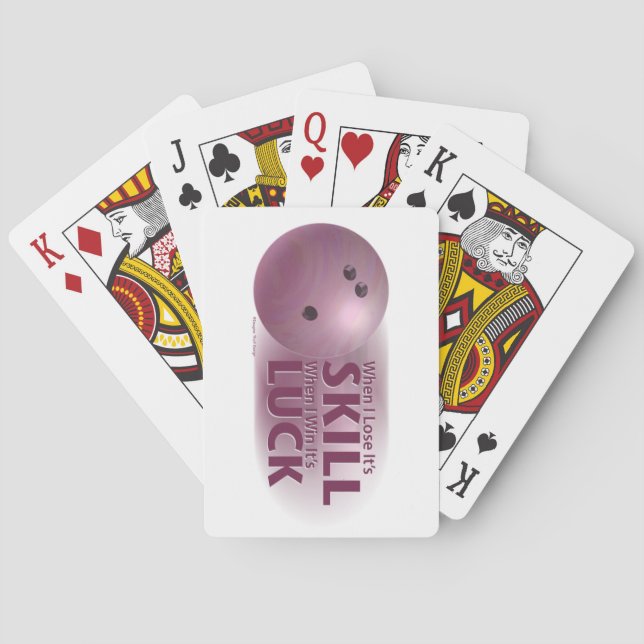 Lose Skill Win Luck Bowling Pink Poker Cards (Back)