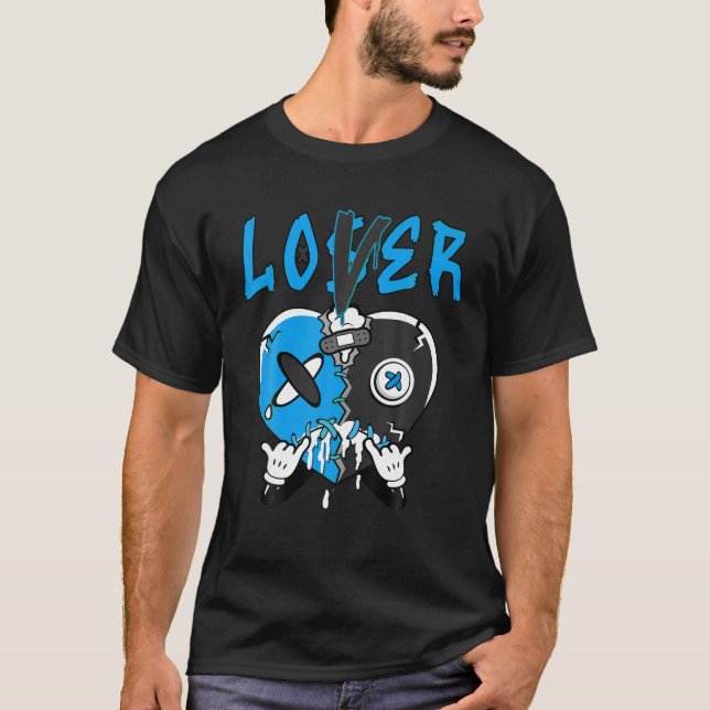 Loser Lover Drip Heart Black University Blue 13s M T-Shirt (Front)