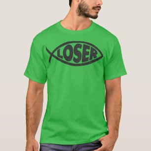 Loser Slacker 90s Jesus fish Black T-Shirt