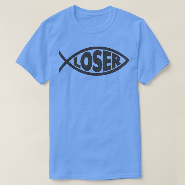Loser Slacker 90s Jesus fish Black T-Shirt (Design Front)