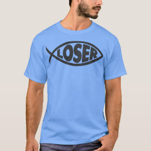 Loser Slacker 90s Jesus fish Black T-Shirt