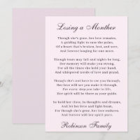 Losing a Mother Poem Card