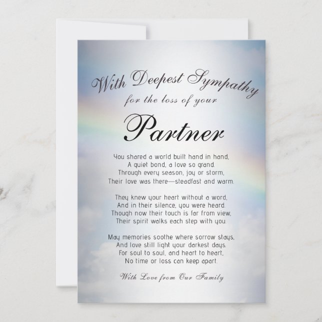 Losing a Partner Memorial  Card (Front)
