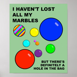 Losing My Marbles Funny Poster Sign