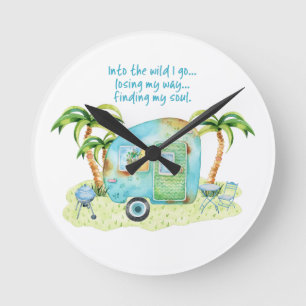 "Losing my way, finding my soul" - Camper Caravan Round Clock