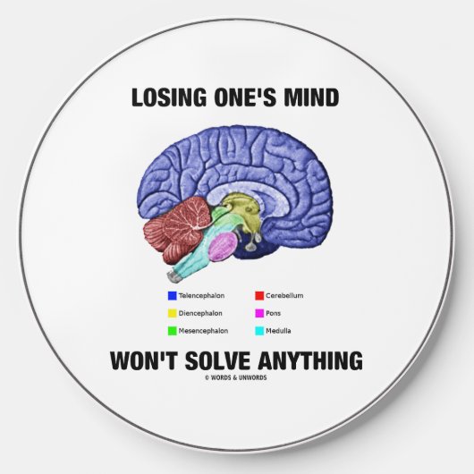 Losing One's Mind Won't Solve Anything Brain Humor Wireless Charger (Front)