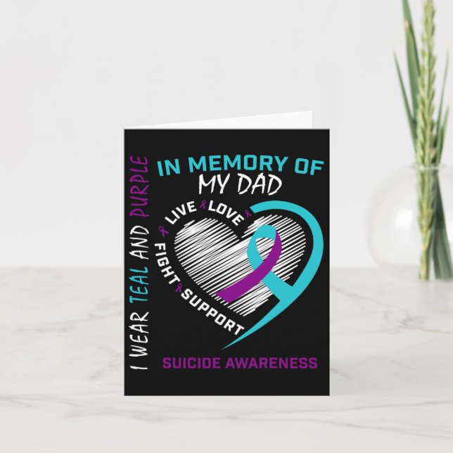 Loss Father In Memory Of My Dad Suicide Awareness  Card (Front)