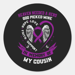 Loss In Memory of Cousin Pancreatic Cancer Awarene Classic Round Sticker