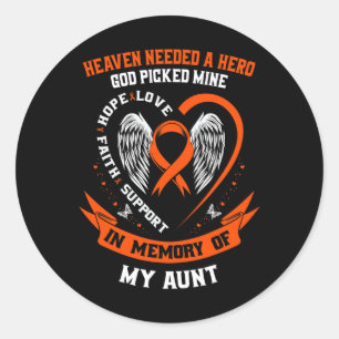 Loss In Memory Of My Aunt Leukemia Awareness Memor Classic Round Sticker