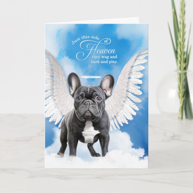 Loss of a Black White French Bulldog Pet Sympathy Card (Front)