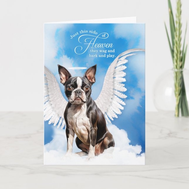 Loss of a Boston Terrier Dog Angel Pet Sympathy Card (Front)