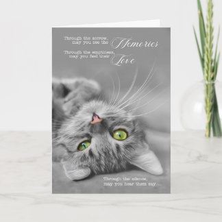 Loss of a Cat Pet Sympathy Silver Tabby Cat Tender Card