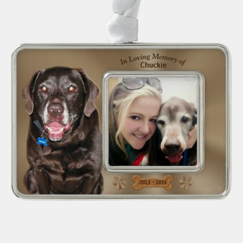 Loss of a Dog Sympathy Gifts 2 Photos 3 Text Boxes Christmas Ornament
