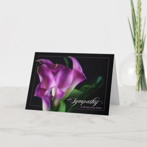 Loss of a Father Sympathy Purple Calla Lilies Card