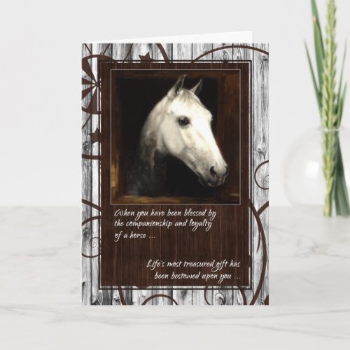 Loss of a Horse Barn Wood Pet Sympathy Card