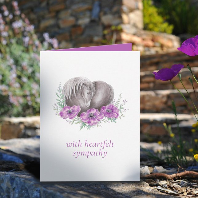 Loss of a horse heart poppies watercolor card (Creator Uploaded)