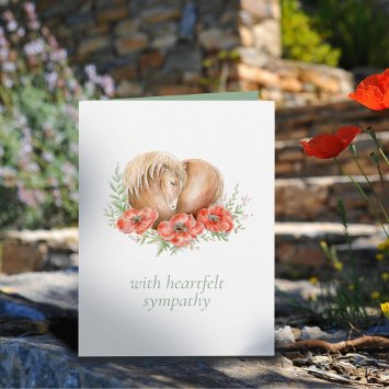 Loss of a horse heart poppies watercolor