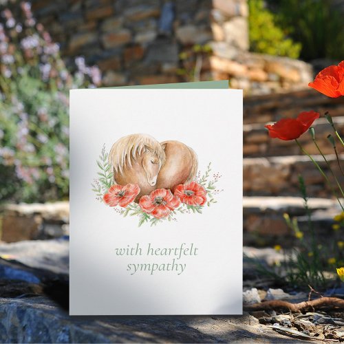 Loss of a horse heart poppies watercolor card