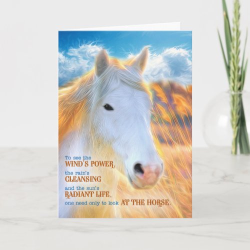 Loss of a Horse Pet Sympathy Painted White Pony Card