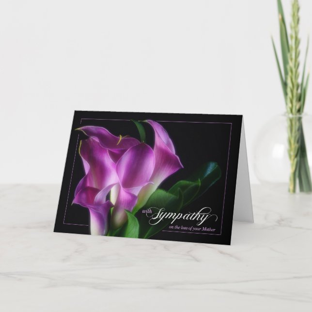 Loss of a Mother Sympathy Purple Calla Lilies Card (Front)