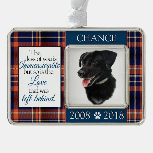 Loss of a Pet Custom Memorial Dog Christmas Ornament (Front)