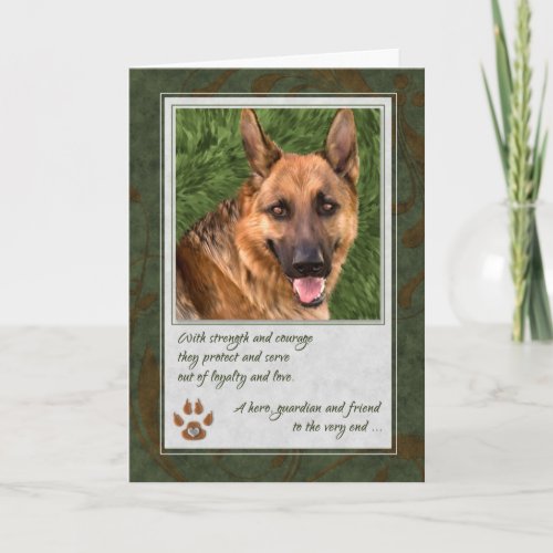 Loss of a Service Dog Pet Sympathy Card