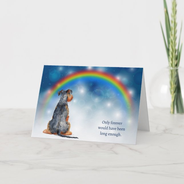 Loss of Airedale Dog Night Lights Rainbow Sympathy Holiday Card (Front)