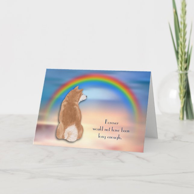Loss of Akita Dog Rainbow Sympathy Card (Front)