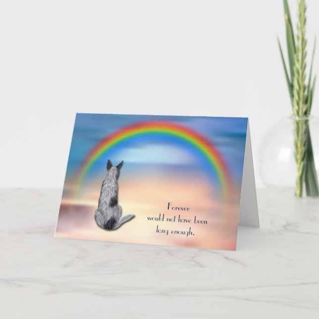 Loss of Australian Cattle Dog Rainbow Sympathy Holiday Card (Front)