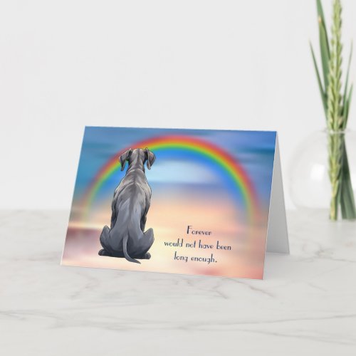 Loss of Black Great Dane Dog Rainbow Sympathy Card