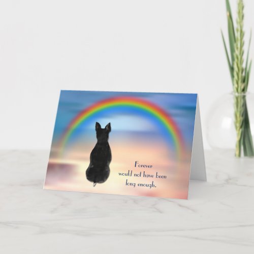 Loss of Black Rat Terrier Dog Rainbow Sympathy Holiday Card