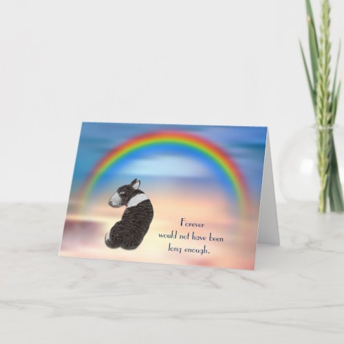 Loss of Black White Bull Terrier Rainbow Sympathy Holiday Card