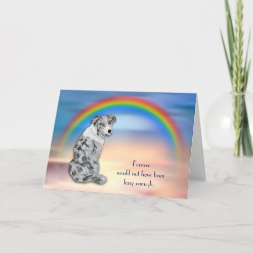 Loss of Blue Merle Aussie Dog Rainbow Sympathy Holiday Card