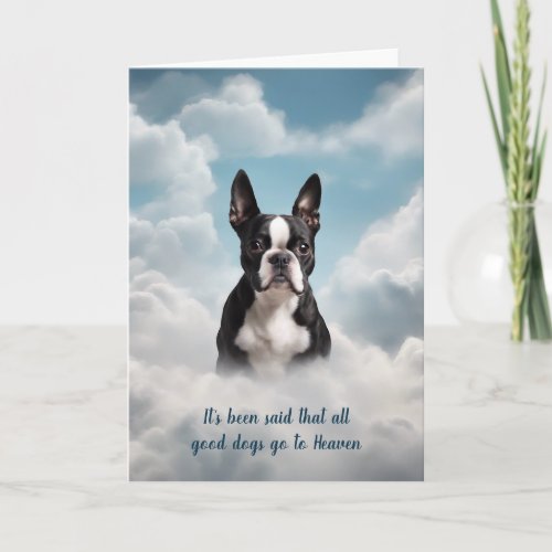 Loss of Boston Terrier Dog Heaven Sympathy Card
