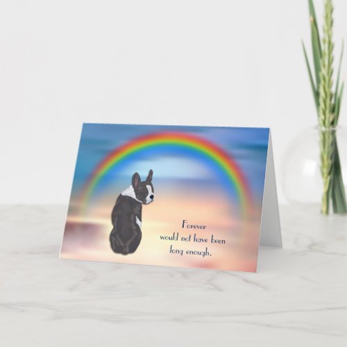 Loss of Boston Terrier Rainbow Sympathy Card